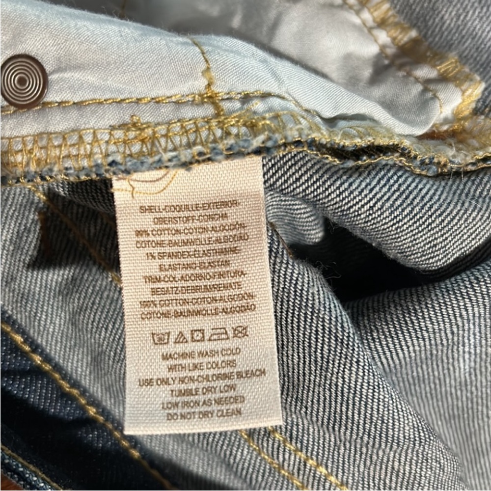 NWT Free People Haynes Wash Patchwork Crochet low rise straight leg jeans Sz 31 - Picture 8 of 8